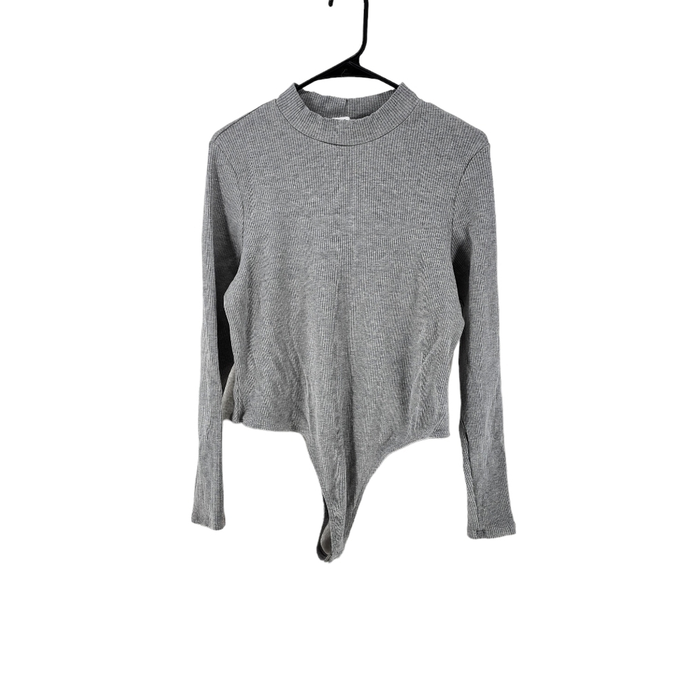 BP. Women's Mock Neck Knit Bodysuit Grey Light Heather- 1X